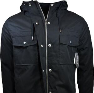 Men's Jacket -Threads 4 Thought Black Military Field Coat with Hood